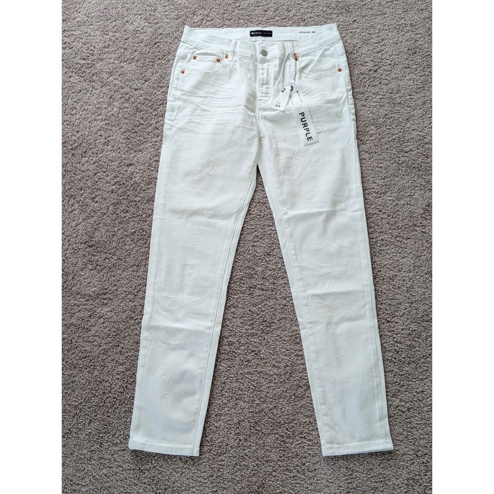 Purple Brand Men's 33x30 Optic White Slim Skinny Jeans NWT Designer Minimalist